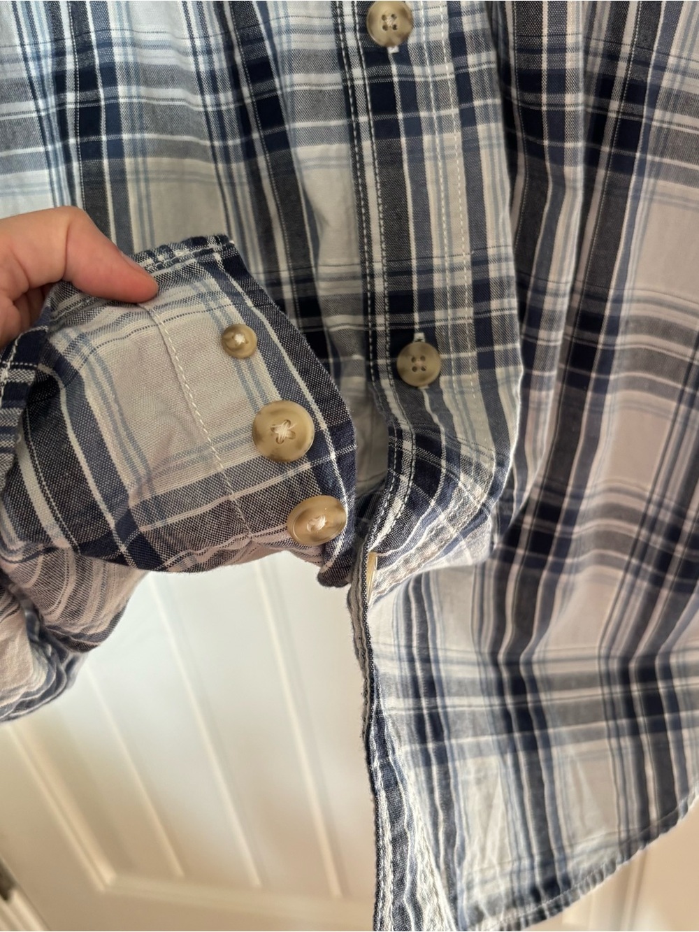 Duluth Trading Co Black & White Plaid Short Sleeve Button-Down Shirt - Picture 5 of 7